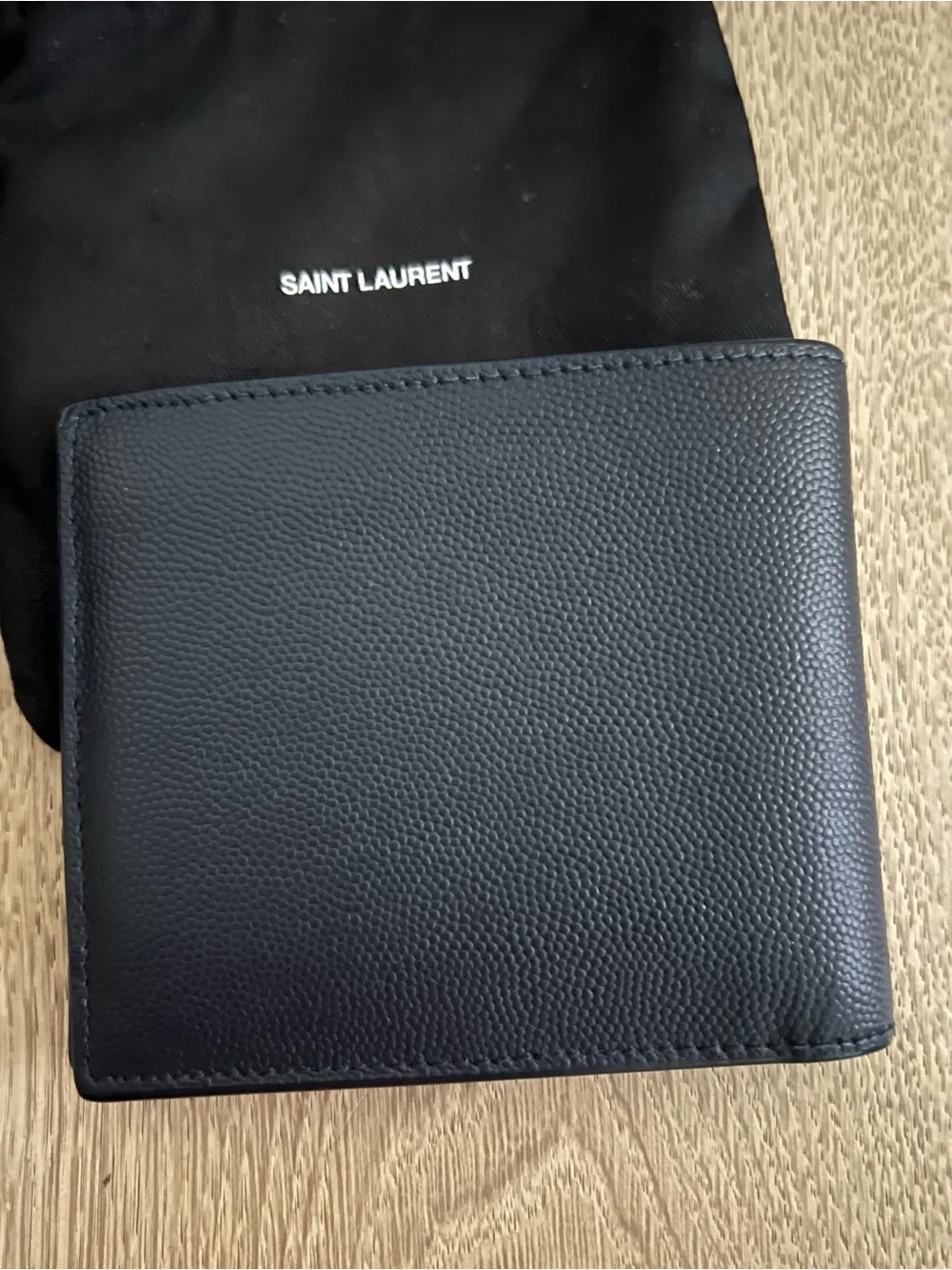 Saint Laurent YSL Pebbled Bi Fold Wallet